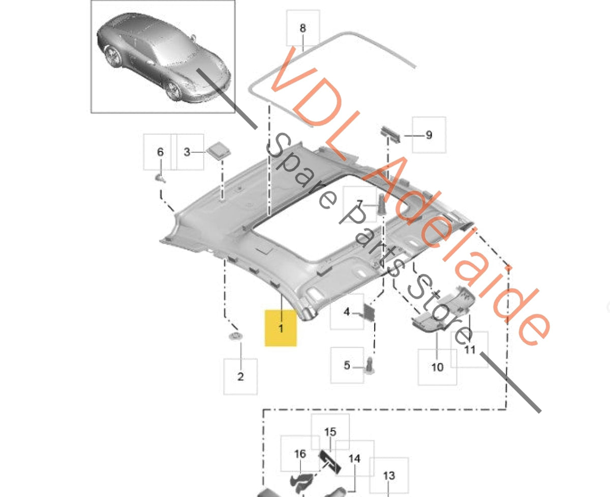 99155509114 991555091142W0 99155509126 Porsche 911 991 Alcantara Roof Lining Trim 99155509114 2W0 99155509126
