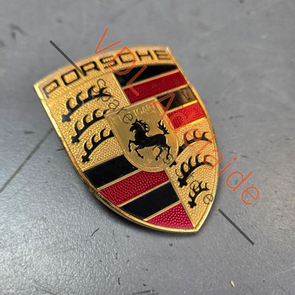 9P1853601 99155921100  Porsche 911 Boxster Cayman Cayenne Macan Front Bonnet Badge Emblem Crest 9P1853601