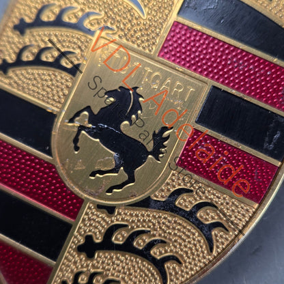 9P1853601 99155921100  Porsche 911 Boxster Cayman Cayenne Macan Front Bonnet Badge Emblem Crest 9P1853601