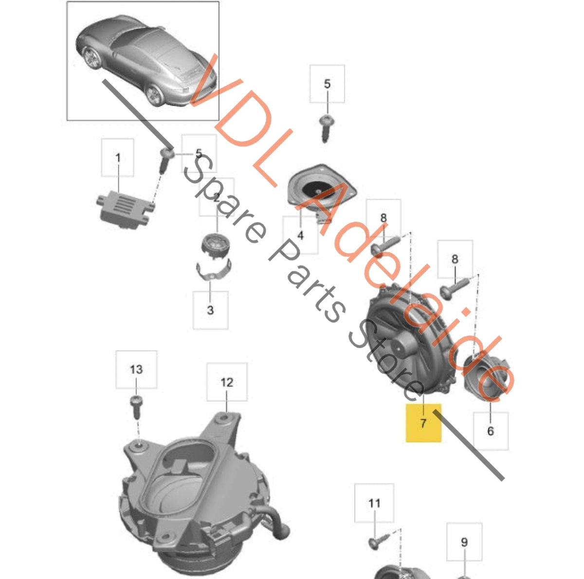 7PP035454P 7PP035454E  Porsche 911 991 Bass Speaker BOSE 7PP035454P 7PP035454E
