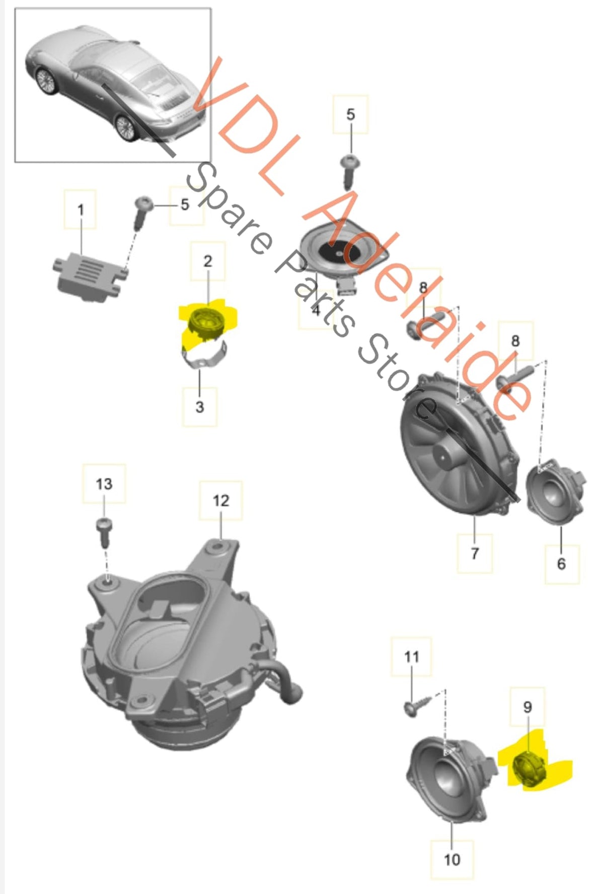 7PP035411D   Porsche 911 991 Tweeter Treble Speaker BOSE 7PP035411D