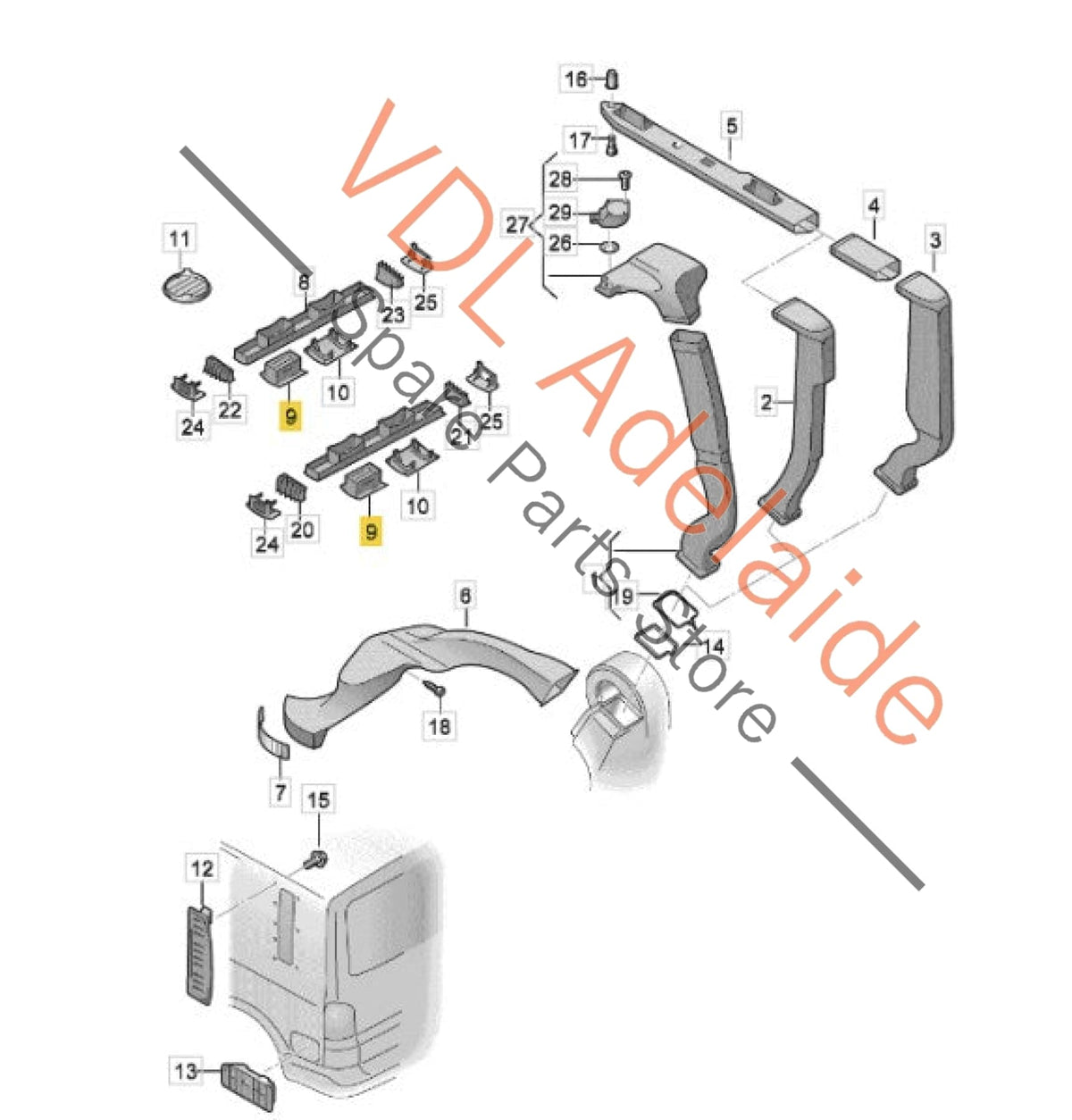 7H0820951DE 7H0820951E 7E0820951B  VW Transporter T5 Roof Vent Air Conditioning Heating 7H0820951 7E0820951