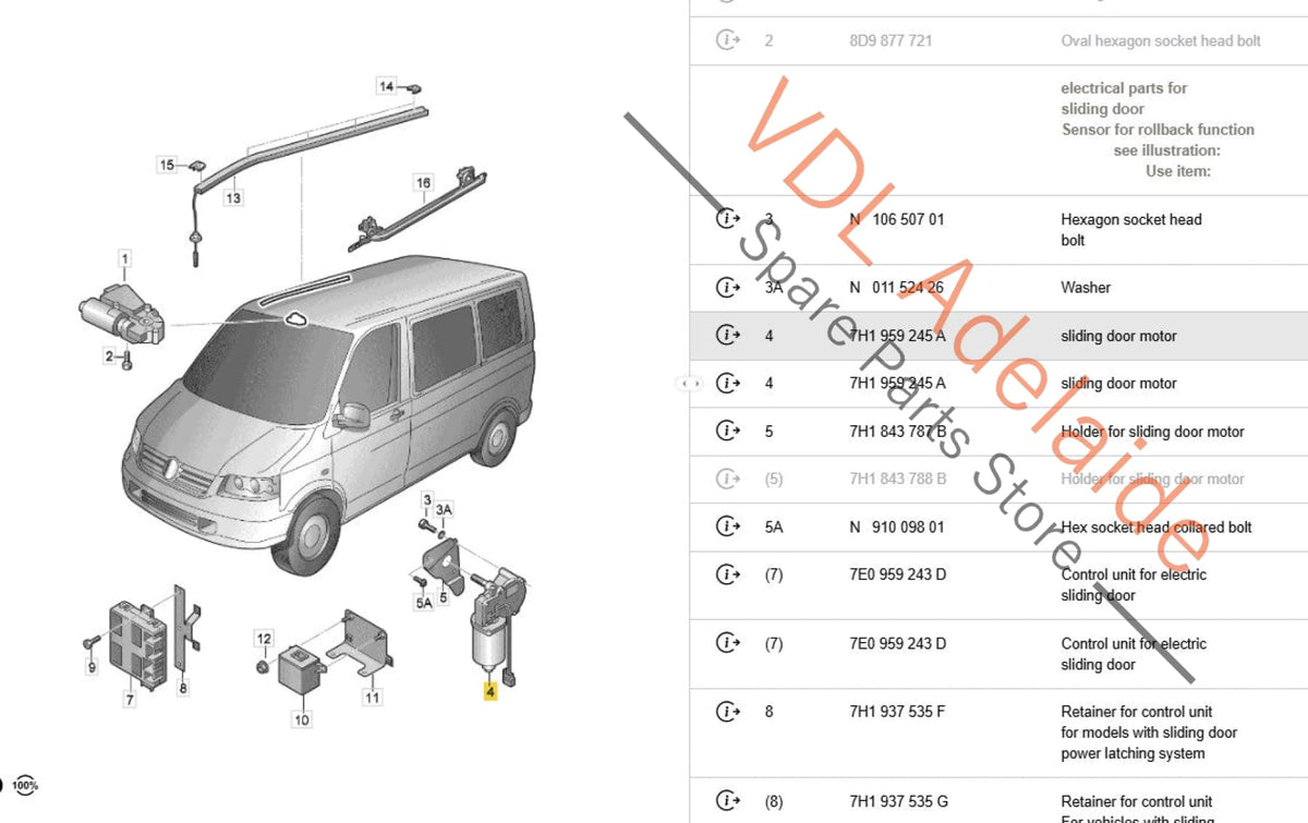 7H0959668E 7E1959245B 7H1959245A  7H0959668E 7E1959245B 7H1959245A VW Volkswagen sliding door motor Transporter T5 T6