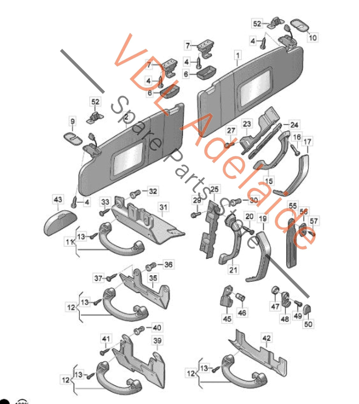 7E5857607 7H5857607F 7H0858638  VW Transporter T5 T6 Light Grey Roof Grab Handle Set
