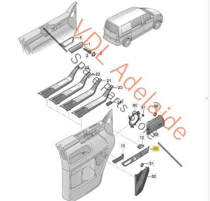 7H6867410C    VW Transporter Multivan T5 Front Right Door Trim Insert for Door Handle 7H6867410C
