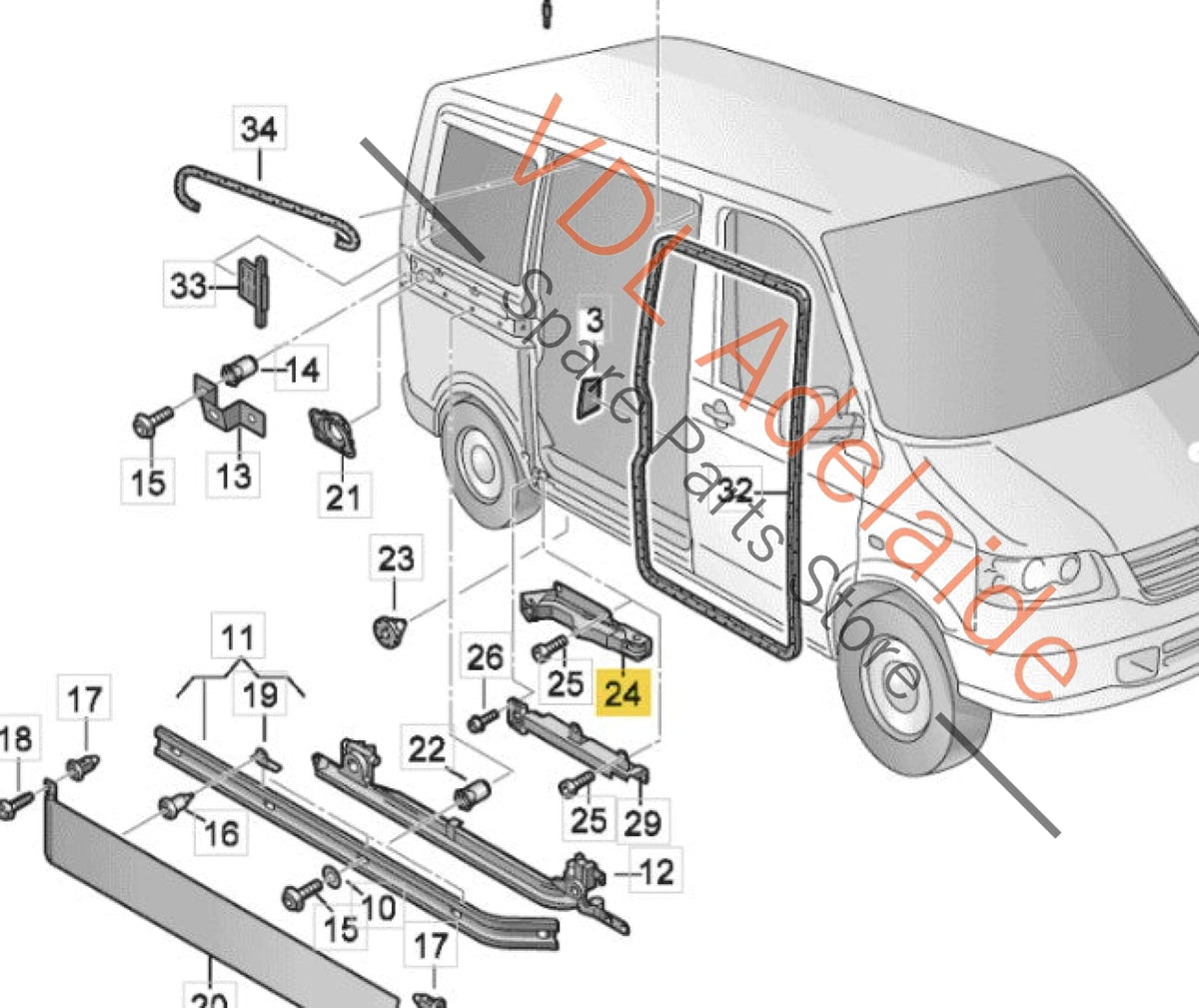 7H0843413C    VW Transporter T5 T6 Left Sliding Door Catch 7H0843413C