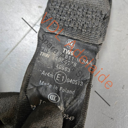 7H5857811H    VW Transporter T5 T6 2nd Row Seat Belt 7H5857811H