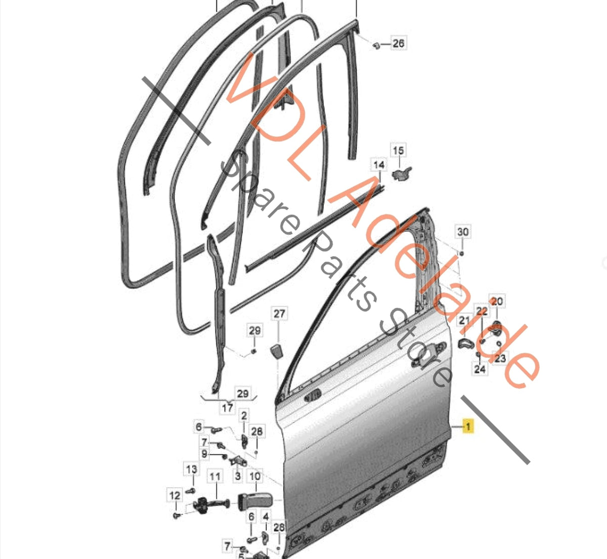 36A831052B  Bentley Bentayga 4V Door Shell Right Front Genuine OEM 2016-2026