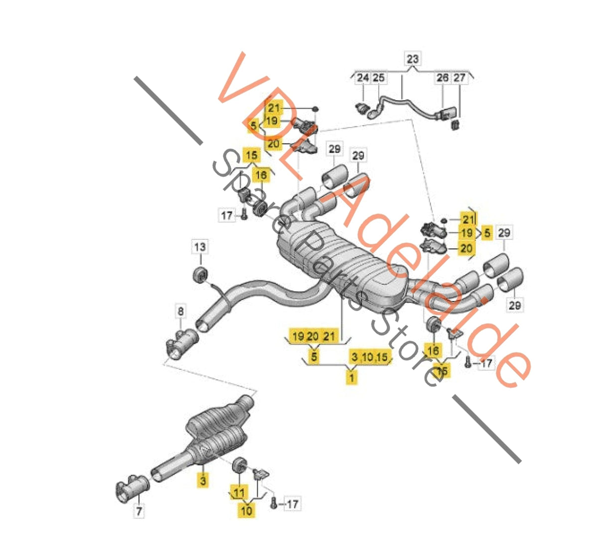 8Y5253181  Audi S3 8Y Sports Exhaust System Stock Original 8Y5253181