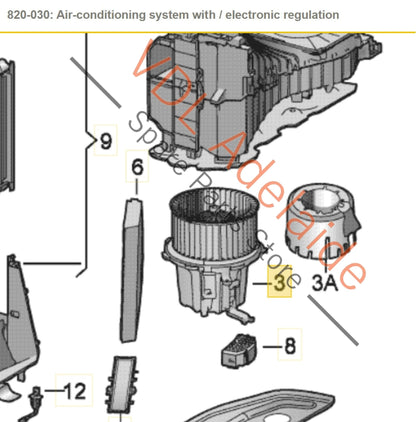 8T2820021    Audi A4 B8 8K AC Air Conditioning Heater Dash Fan Blower 8T2820021