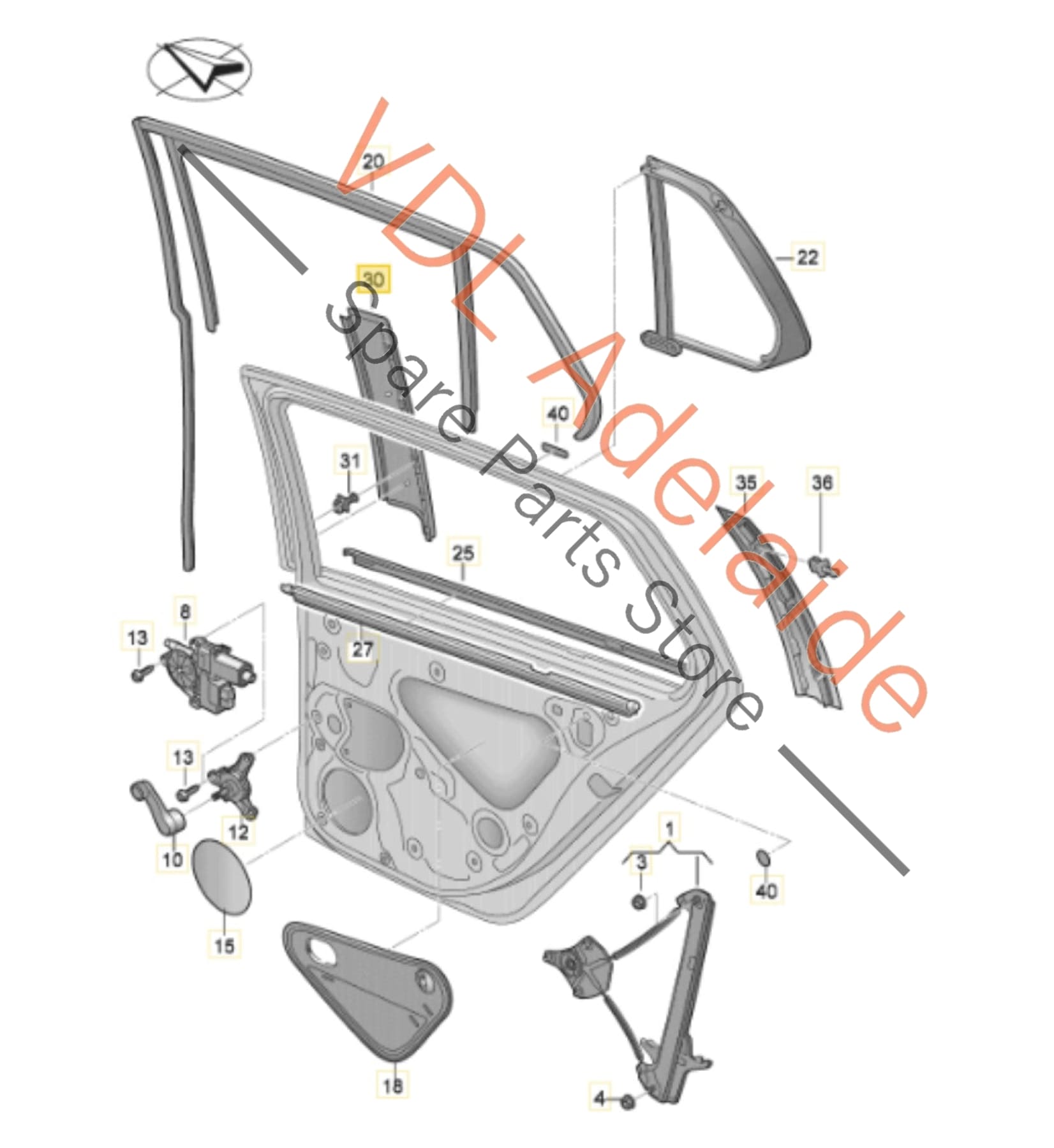 VW Golf R Mk7 Rear Left Door B-Pillar Window Frame Exterior Trim 5G6839901A