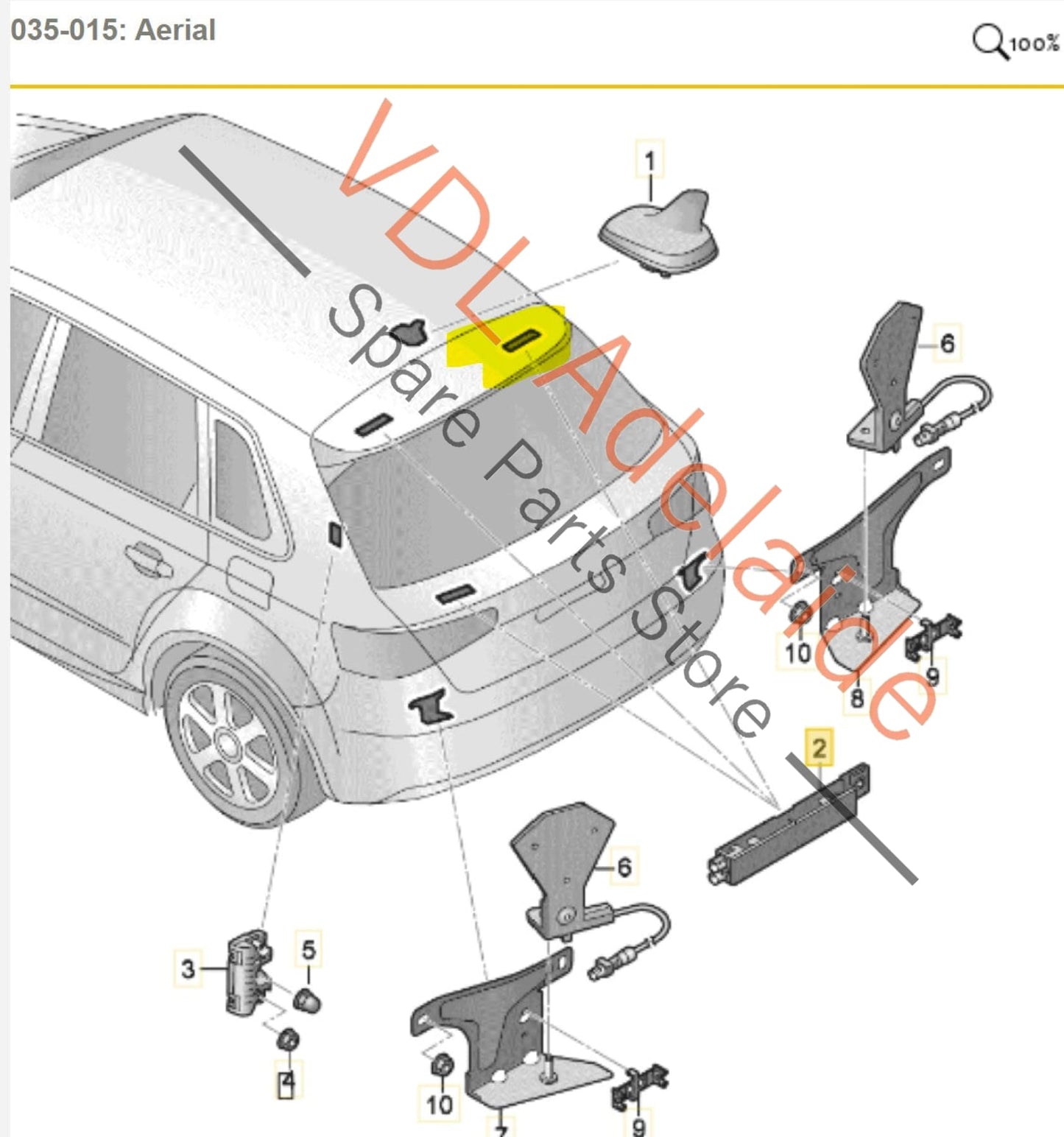 Audi RS3 S3 A3 8V Rear Right Upper Aerial Amplifier 8V4035225D