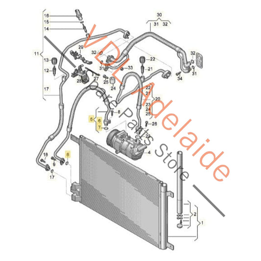5Q0816721M 5Q0816721AG   VW Golf MK7 Air Conditioning Refrigerant Hose Pipe Condenser to Pump 5Q0816721M 5Q0816721AG