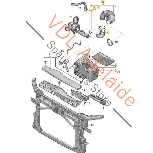 5Q0129654P    VW Golf GTi MK7 Air Filter to Turbo Connection Hose Pipe 5Q0129654P