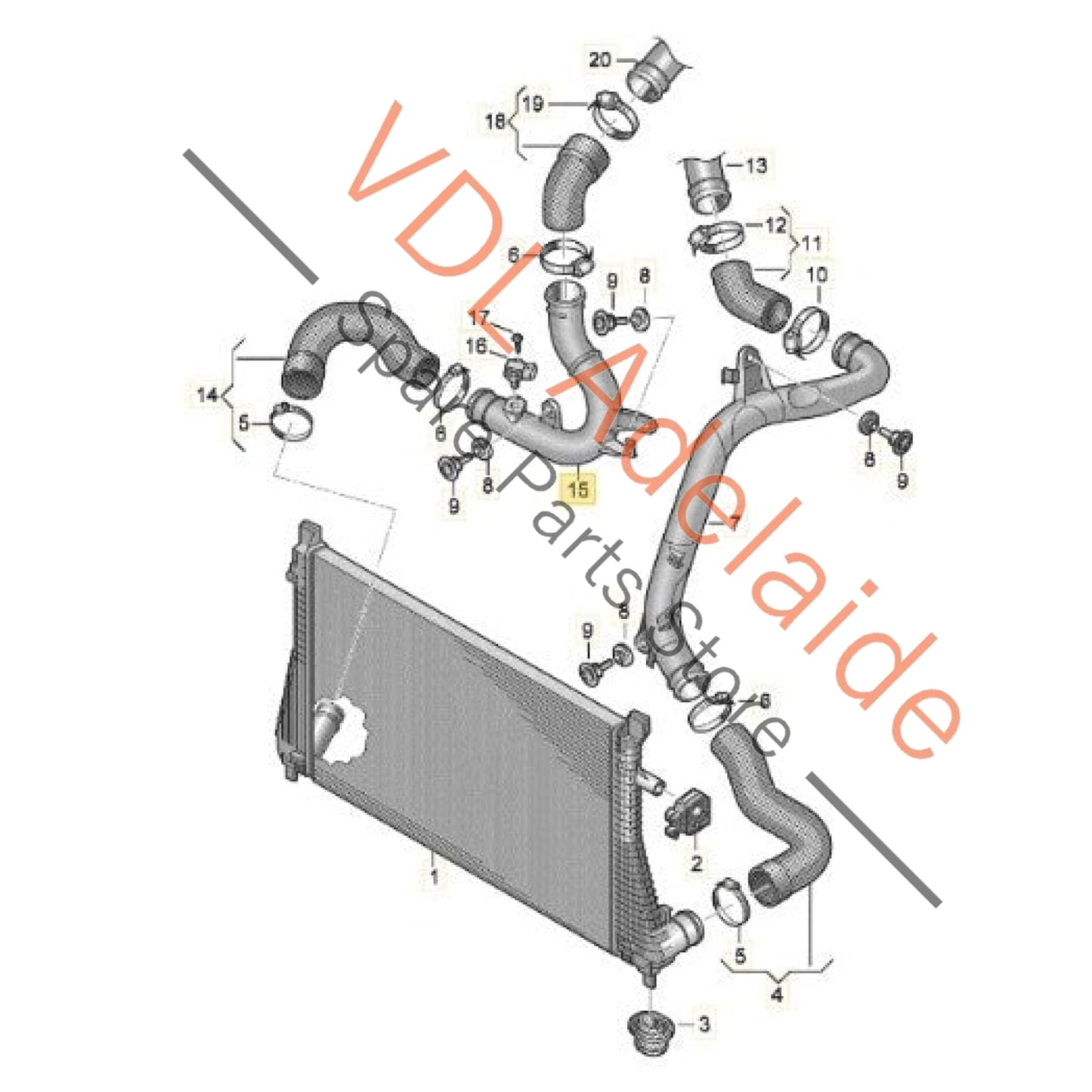 5Q0145770B 5Q0145770A   VW Golf MK7 Gti Right Side Charge Air Cooler Intercooler Pipe Hose 5Q0145770B 6C0145770A