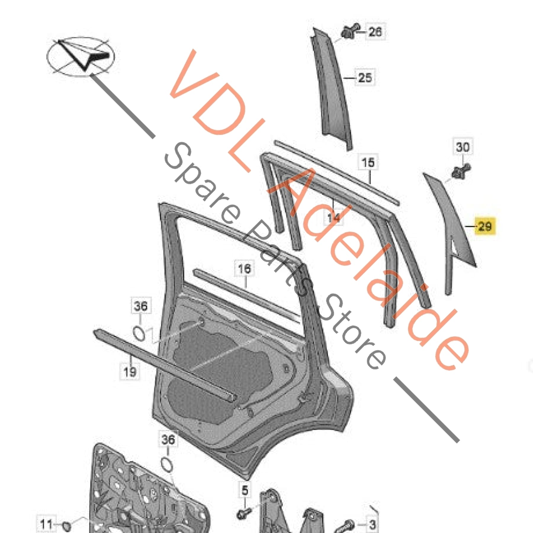 7P6839904C    VW Touareg 7P Rear Right Door Exterior Trim 7P6839904C