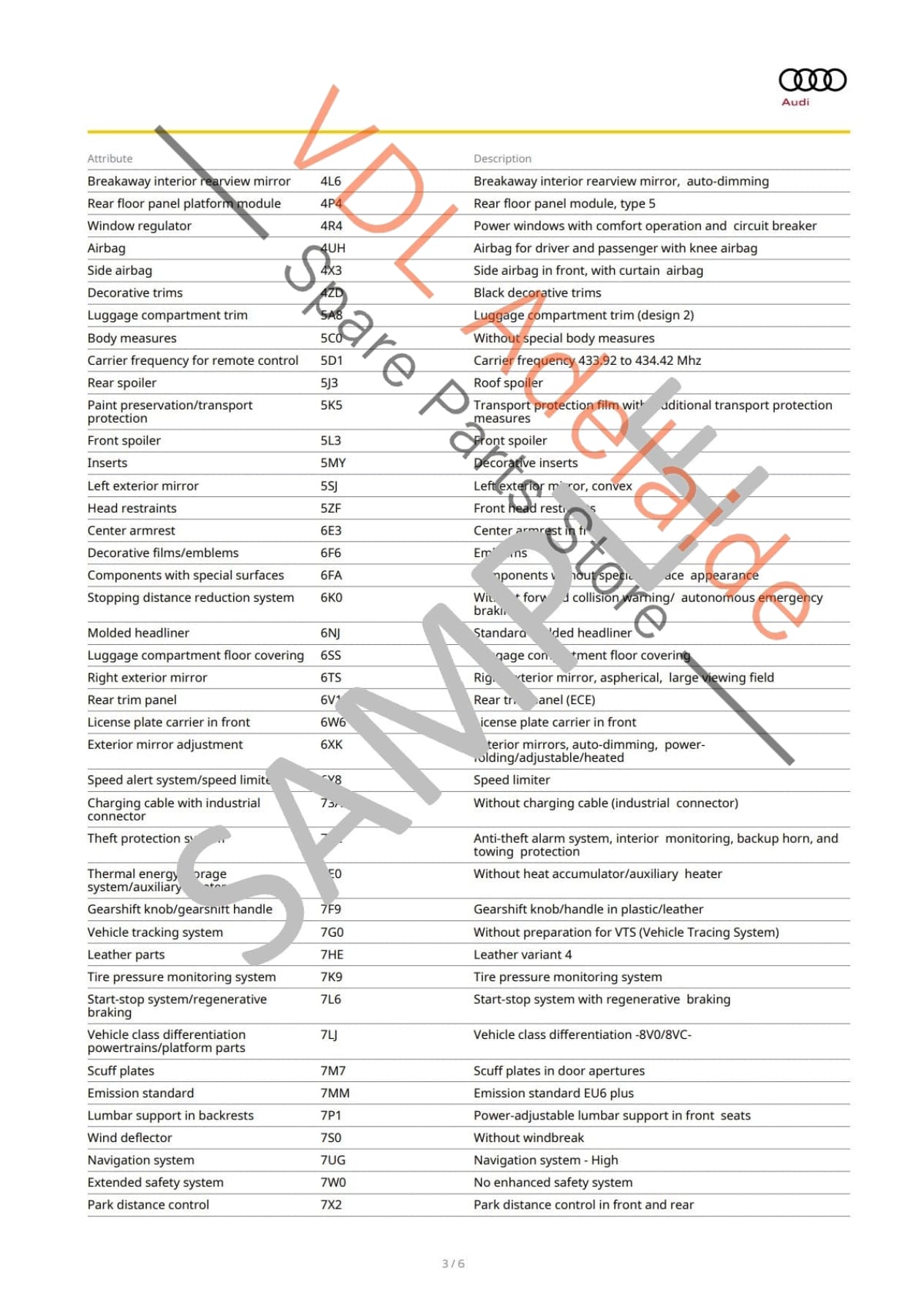 Audi VIN Digital Report - Option Codes Build Date Colour – VDL Adelaide ...