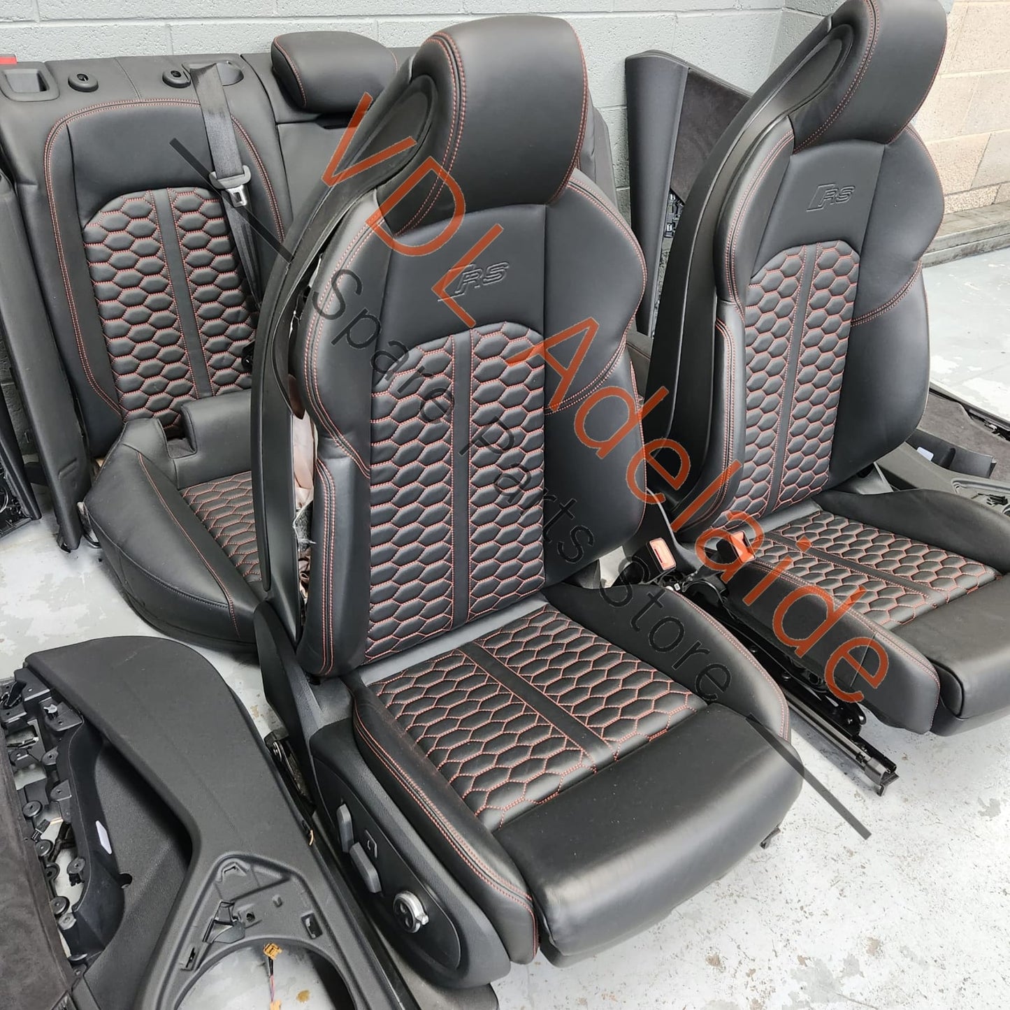 Audi RS5 Set of Front & Rear Seats Honeycomb Design Red Stitch