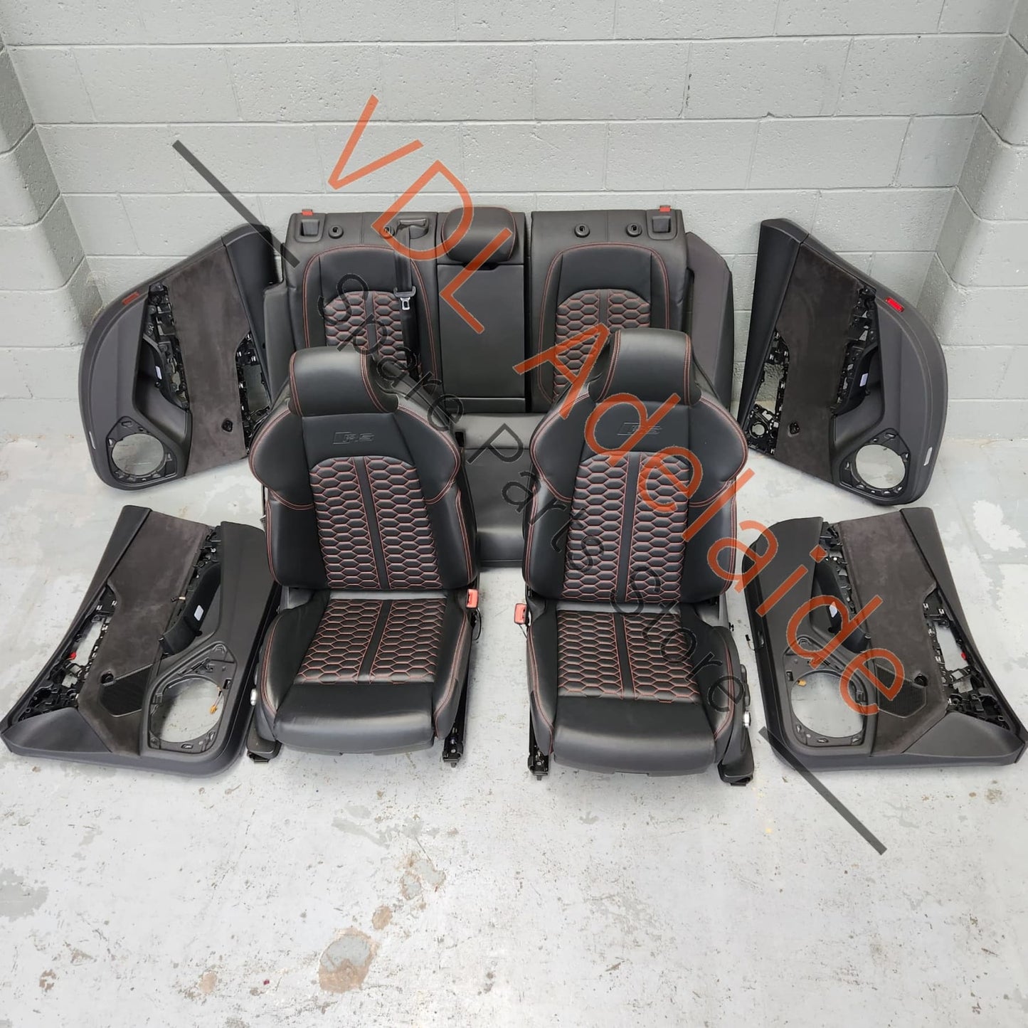 Audi RS5 Set of Front & Rear Seats Honeycomb Design Red Stitch