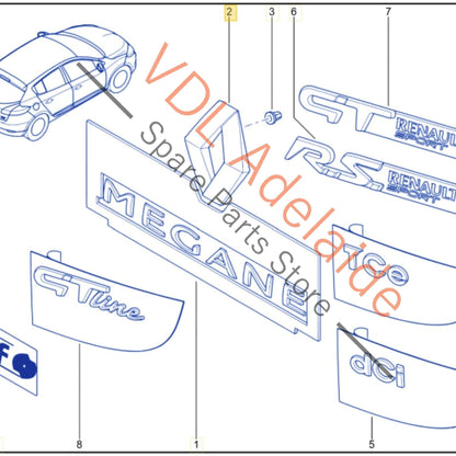 908890016R    Renault Megane 3 Rear Boot Badge Emblem 908890016R