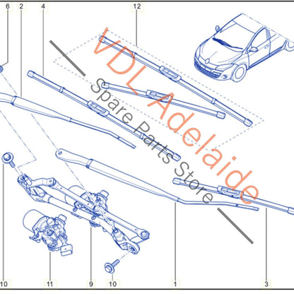 288868844R 288812827R   Renault Megane 3 Windscreen Wiper Arm Pair for RHD 288868844R 288812827R