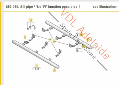 Genuine Volkswagen VW Amarok 2H Side Sill Protection Rails Bars Pipes Pair 2H7854881A