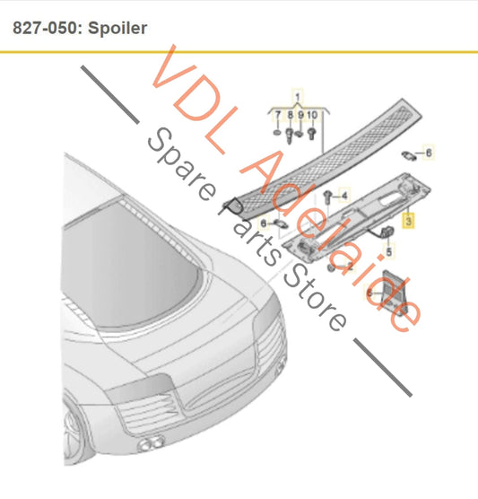 Audi R8 Type 424 Automatic Lift & Retractable Rear Spoiler Wing Mount Bracket