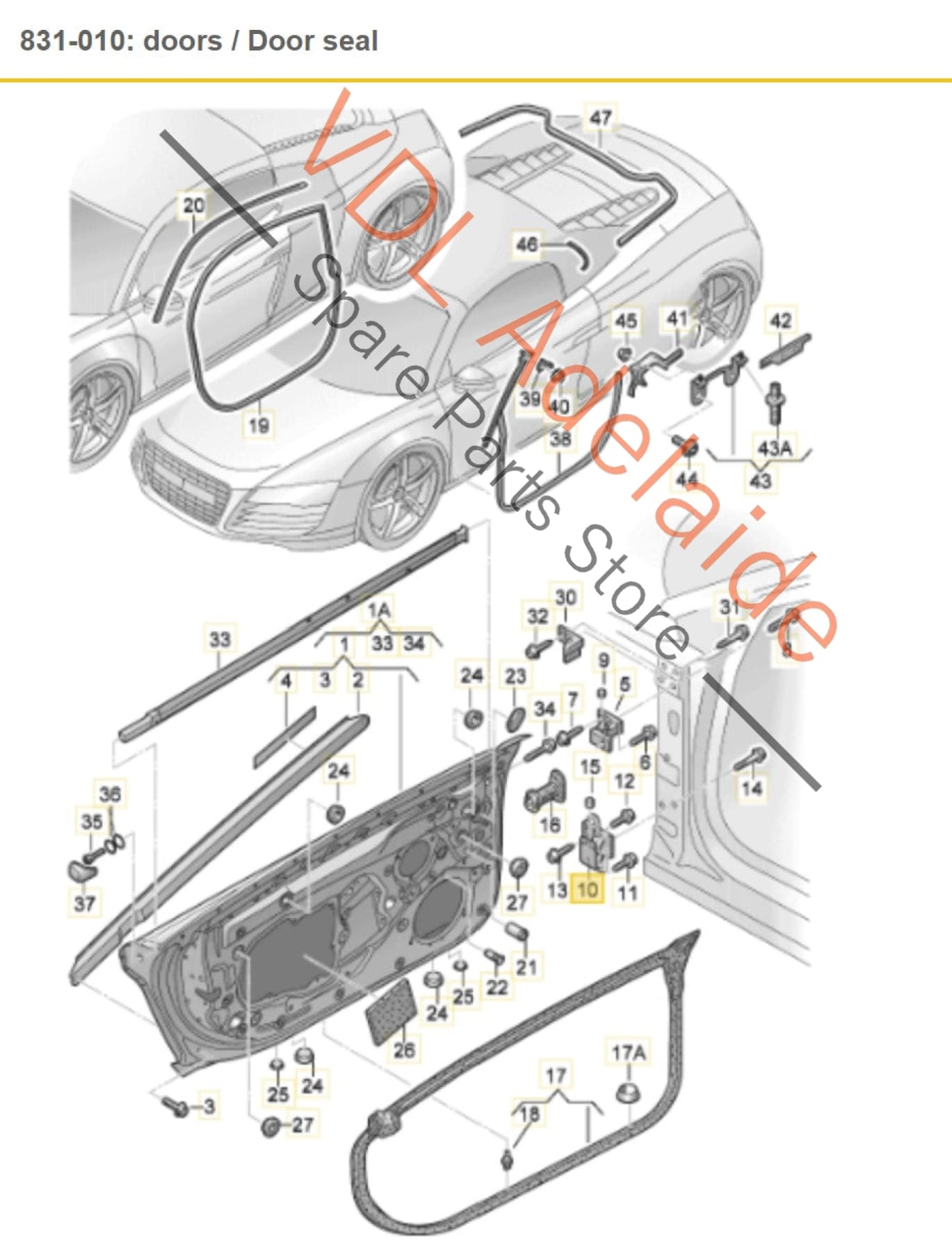 Audi R8 424 Left Lower Door Hinge 4E0831411C