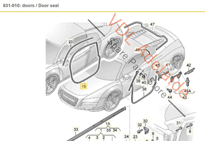 Audi R8 Right Side Inner Door Rubber Seal Gasket for Coupe 420831708K