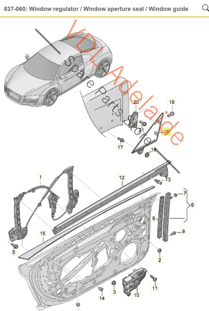 Audi R8 Right Front Upper Door Trim Corner Piece 420837634A