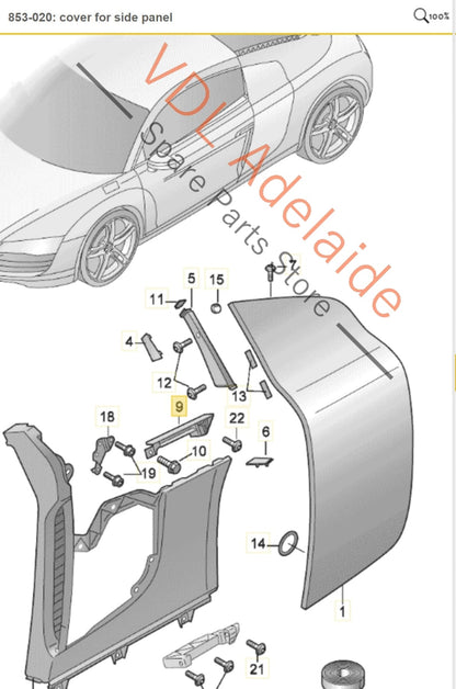 Audi R8 42 Bracket for Side Blade LHS Left 420853945