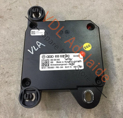 Audi TT Mk3 8S FV3 Climate Aircon Air Heat Switch Control Module 8S0820043 VLA 8S0820043