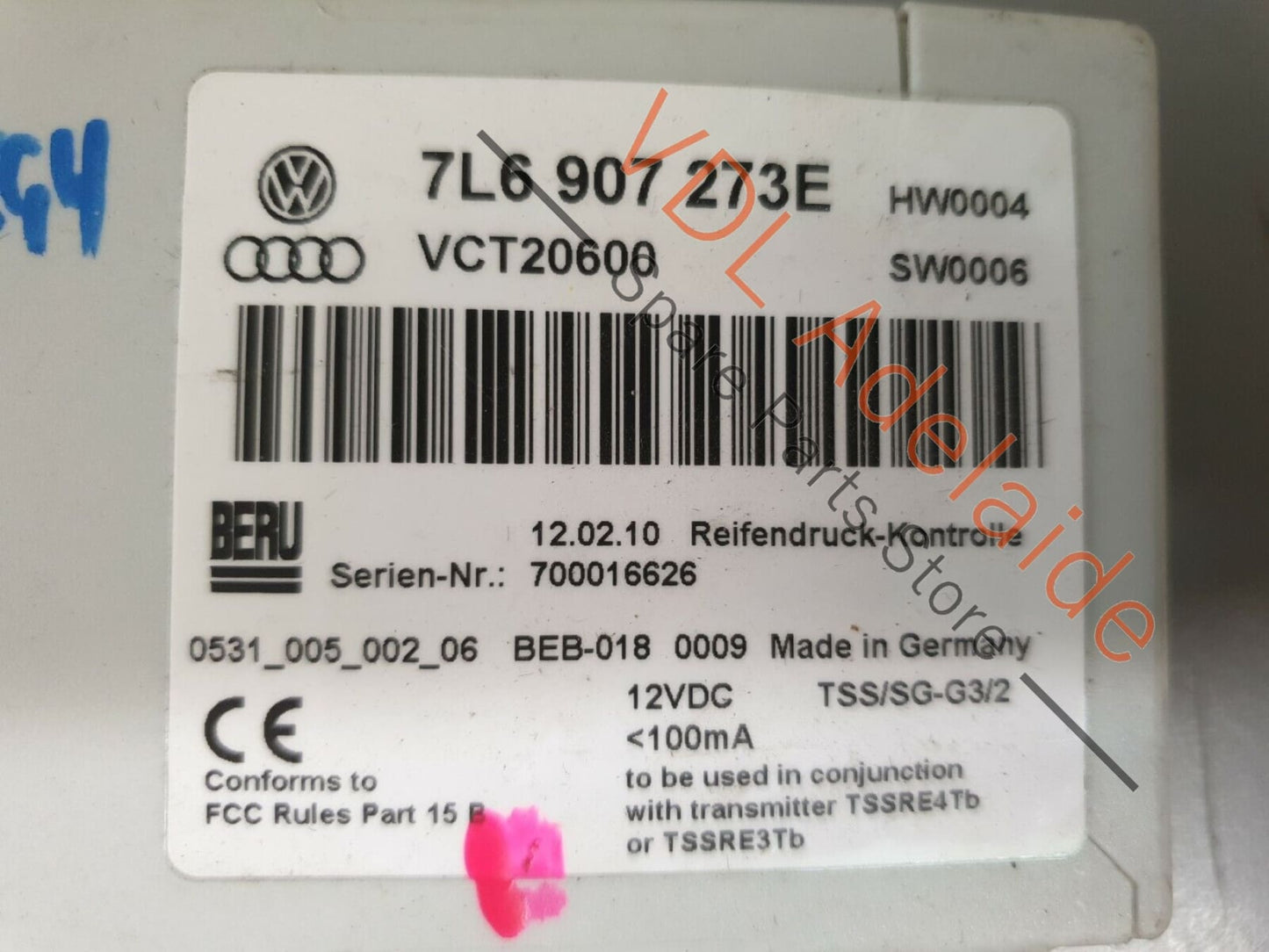 Volkswagen VW Touareg 7L R50 ECU Tyre Tire Pressure Monitor 7L6907273E REG4 7L6907273E