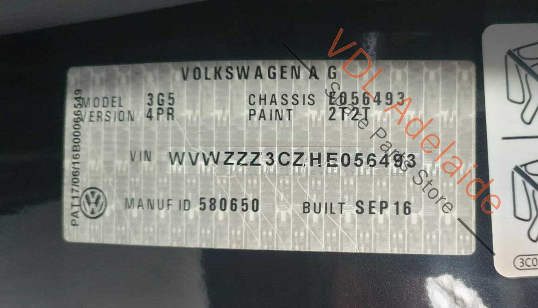 VW Passat B8 3G Anti Theft Alarm Deactivation Switch Button 5G0962109 PAT4 5G0962109