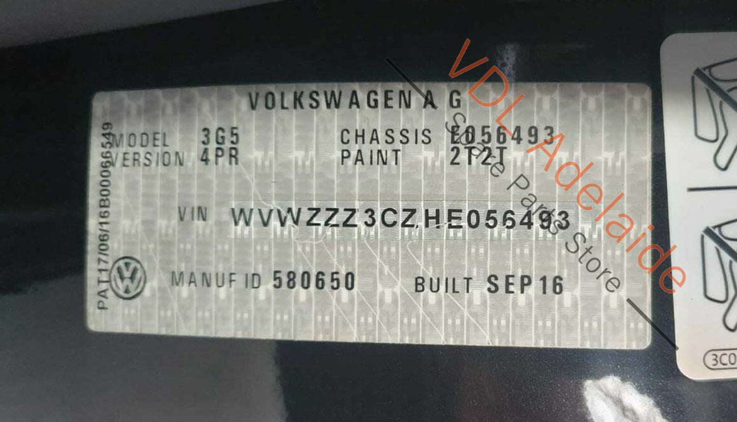 VW Passat R-Line Estate B8 3G Left Side Sun Visor Black 3G0857551D PAT4 3G0857551D