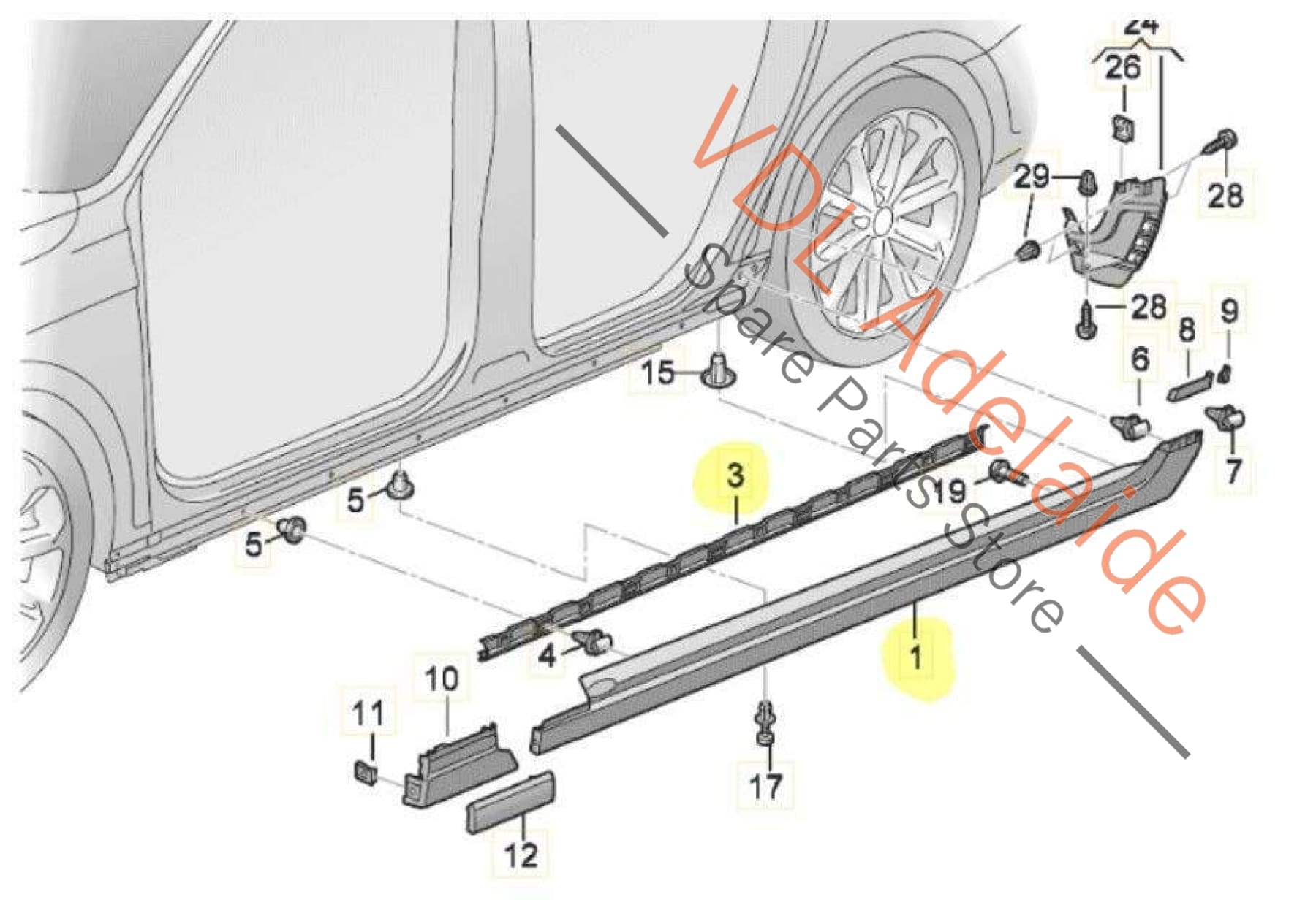 VW Passat R-Line Estate B8 3G Left Sideskirt Side Skirt Sill Moulding LC9X PAT4 3G0853857E