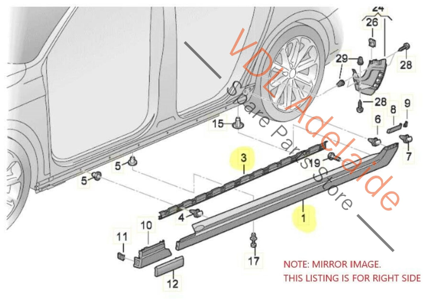 VW Passat R-Line Estate B8 3G Right Sideskirt Side Skirt Sill Moulding LC9X PAT4 3G0853858E