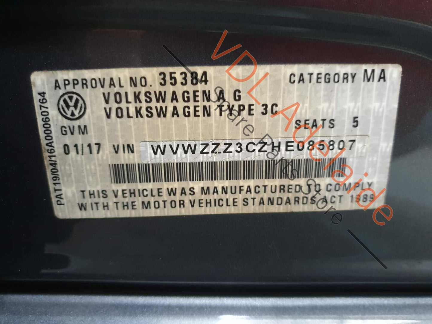 VW Passat R-Line B8 3G Rear Right Door Shell Panel Indium Grey LR7H PAT3 3G5833056AC