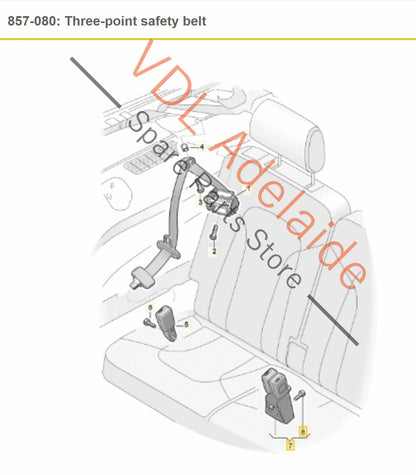Audi Q7 4L Third Row Seatbelt Clasp Clip Left or Right Outer 4L0858491A 4L0858491A