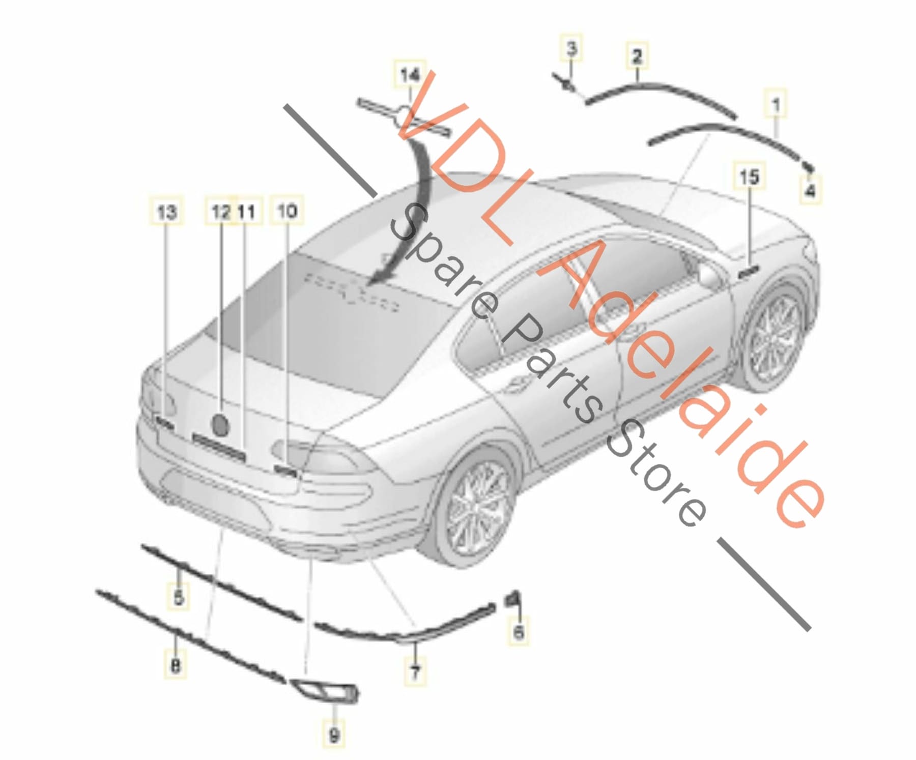 VW Passat R-Line B8 3G Rear Right Bumper High Chrome Insert Trim 3G0853842 PAT3 3G0853842