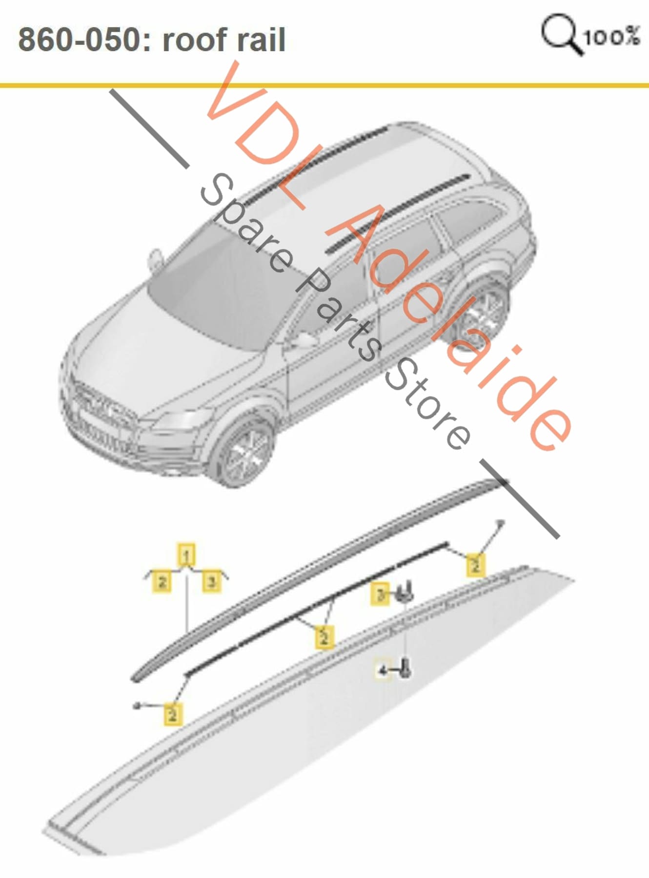 Genuine Audi Q7 4L Pair of Chrome Roof Rails Left and Right 4L0860021Q ROS 4L0860021Q