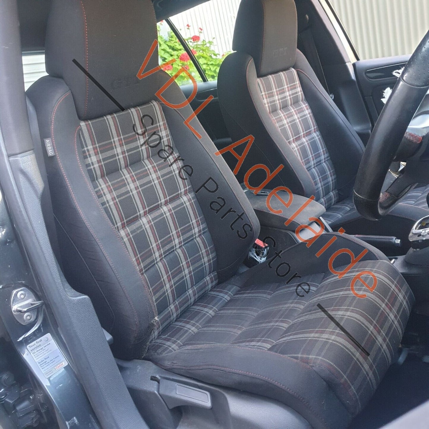 VW Golf GTi Mk6 Middle Arm Rest Cloth Black w Red Stitching NOR8