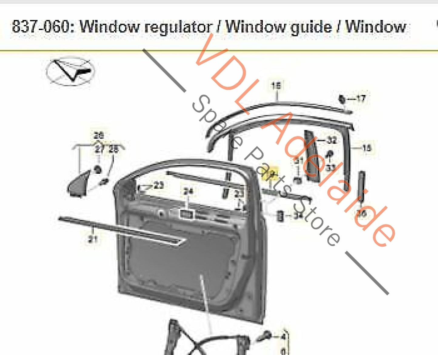 VW Passat R36 B6 3C Front Left Window Slot Aperture Seal Moulding 3C4837475D 3C4837475D
