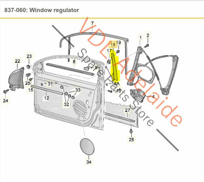 Volkswagen VW Golf Mk5 R32 Left Side Exterior Door B Pillar Trim for 2dr Models 1K3837901D