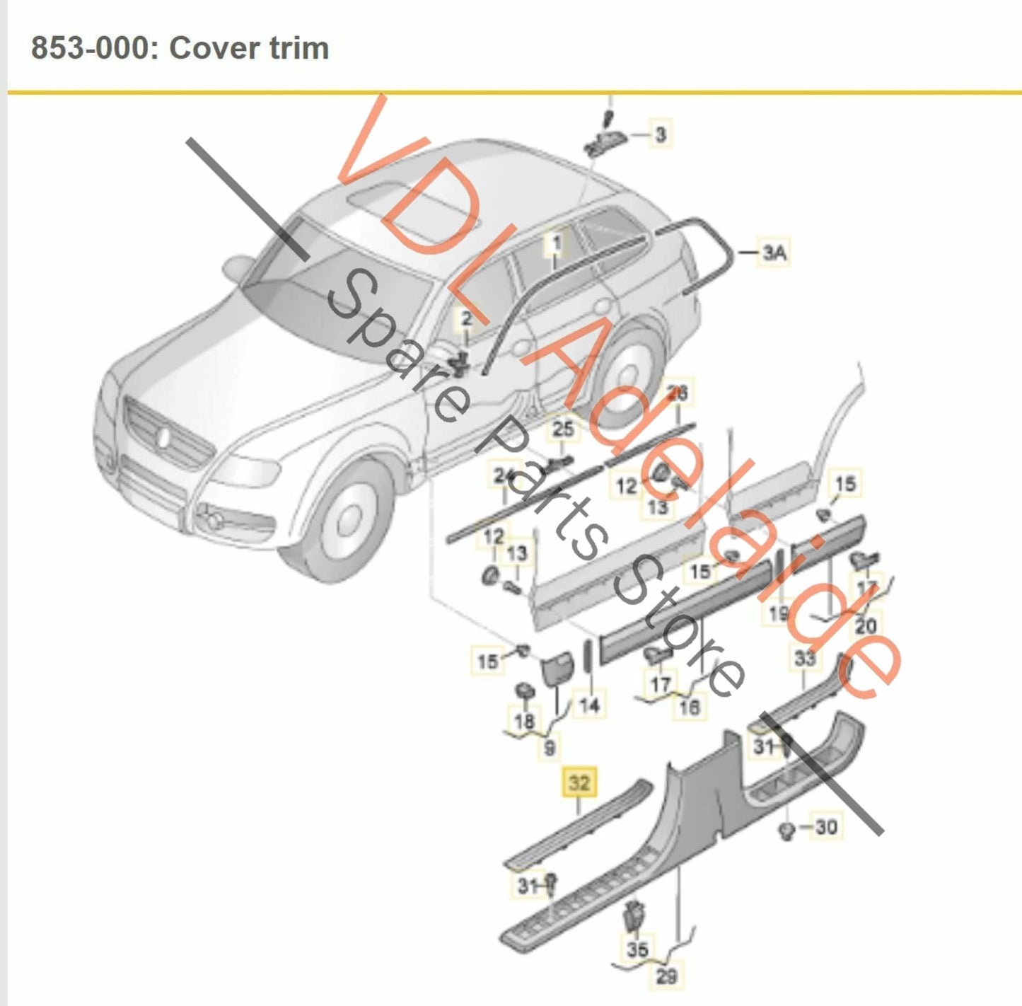 Porsche Cayenne VW Touareg Front Left Door Entry Chrome Stainless Trim Cover 7L0853655C