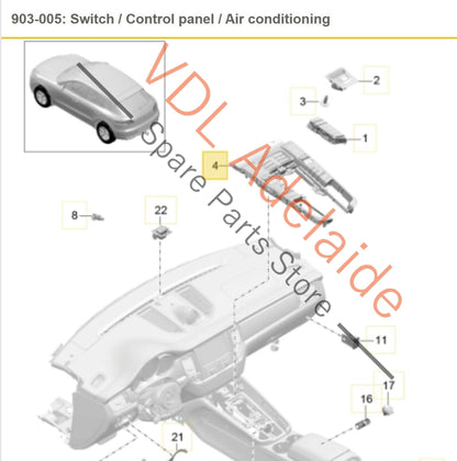 Porsche Macan 95B Centre Console Switch Panel AC Air Conditioning Climatronic 95B907040AFDML