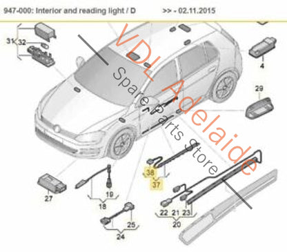 VW Golf R MK7 Genuine Door Sill Trim Strip Entry Courtesy Light Inlay Pair 5G4853369C