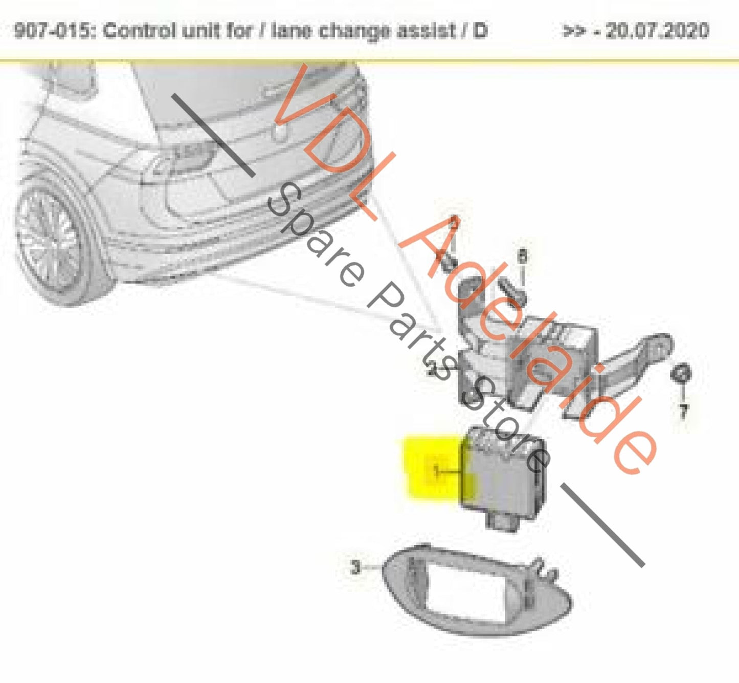 VW Tiguan MQB Mk2 Rear Left Lane Change Assist Slave Control Unit 3Q0907590E 3Q0907590E