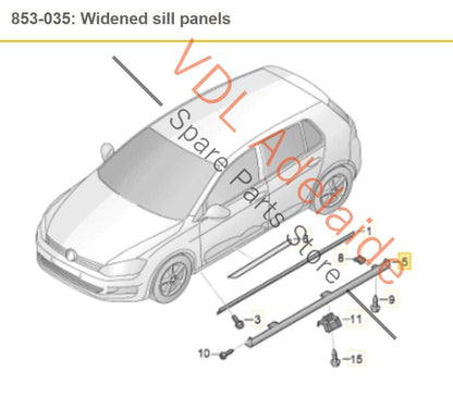 VW Golf R MK7 Left Sideskirt Side Skirt Sil Panel Moulding Member Trim 5G0853855 5G0853855