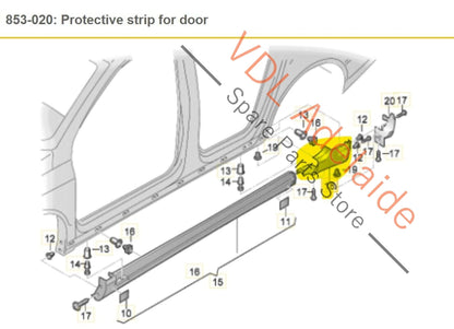 VW Passat R36 B6 3C Rear Left Widened Side Skirt Sil Panel End Cover Cap 3C0853897BGRU